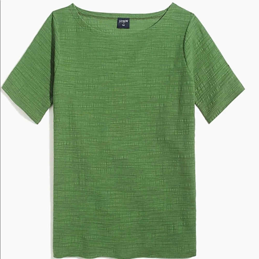 J. Crew Crinkle Open Neck Tee In Green